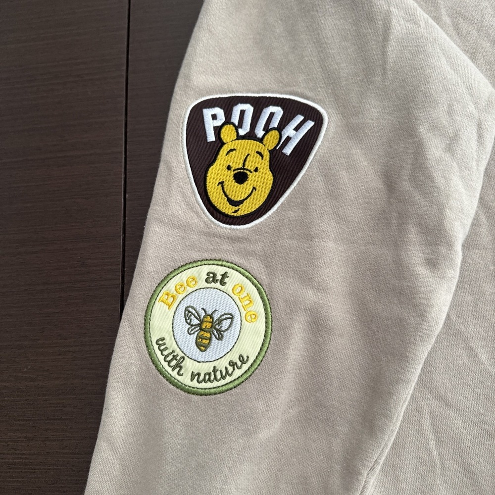 NWT Disney Winnie the Pooh Full Zip Hoodie Embroidered Beige/Sand Women Size M - Picture 11 of 16
